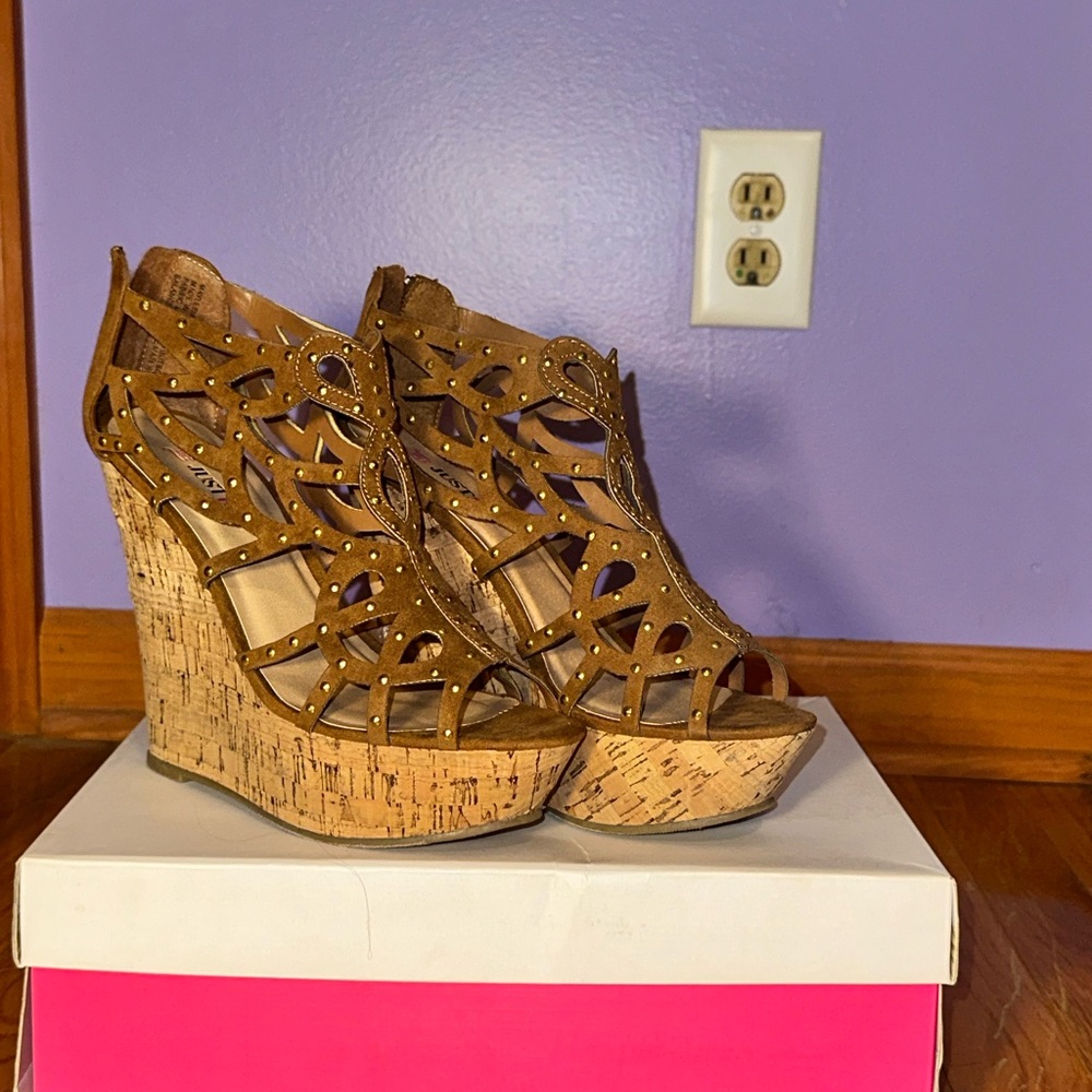 JustFab Brown Wedges